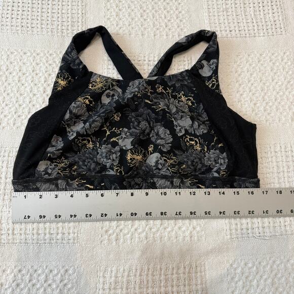 Torrid Active 2 foil floral skull lace inlay low impact sports bra top BC 2693 - Picture 2 of 11